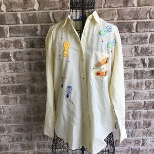 Las Olas Flip Flop Embellished Striped Shirt